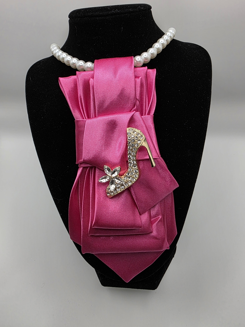 Tie Necklace | Hot Pink Satin